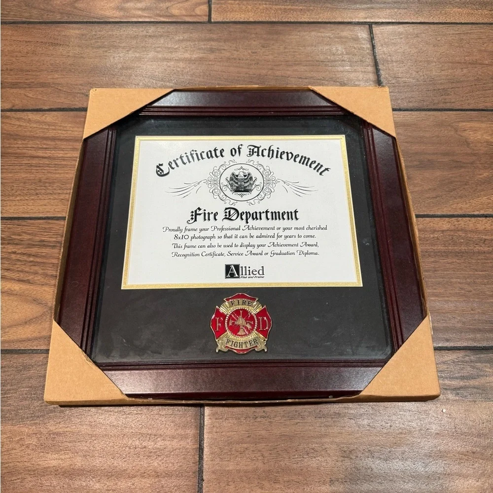 Fire Department Certificate of achievement frame mahogany 12x12